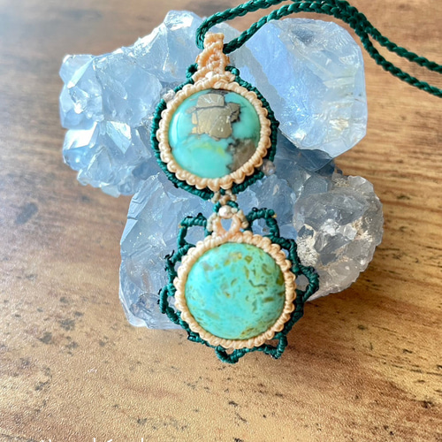 オーダー スリーピングビューティーターコイズ マクラメペンダント  