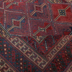 伝統技法のオールド手織りキリム＆絨毯　マシュワニキリム　ヴィンテージ　アフガントライバルラグ　126x130cm　＃56 5枚目の画像