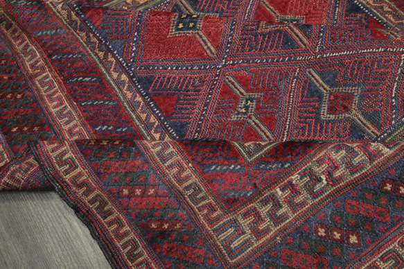伝統技法のオールド手織りキリム＆絨毯　マシュワニキリム　ヴィンテージ　アフガントライバルラグ　126x130cm　＃56 7枚目の画像