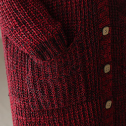 新作 秋冬ミディアム丈厚手セーター　綿100％ニット.セーター 手編み　赤 13枚目の画像