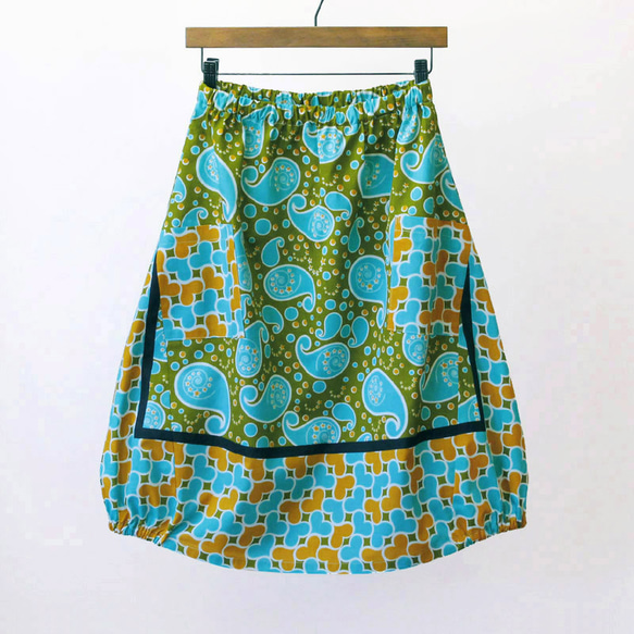 アフリカ布のバルーンスカート（カンガスカート）コクーンスカート 大人かわいい 1枚目の画像