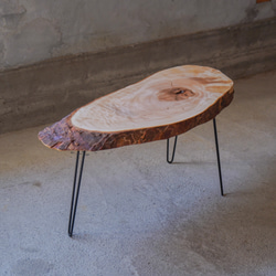 栃の輪切り 一枚板 コーヒーテーブル リビングテーブル（高さ・カラー変更無料） 5枚目の画像