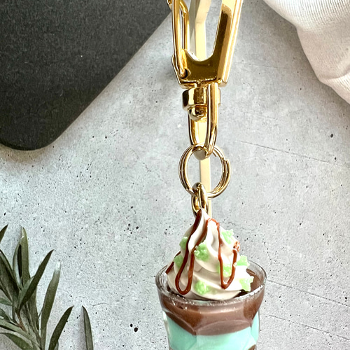 チョコミント】ドリンク キーホルダー バックチャームミニチュア