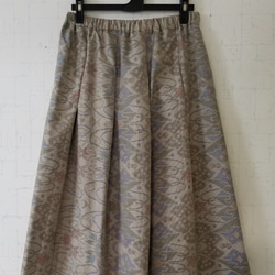 大島紬リメイク　裏付きタックギャザースカート 1枚目の画像