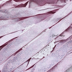 1m/お花のリボン　ピンク×シルバー　刺繍　レースリボン　優雅　手芸　素材 2枚目の画像