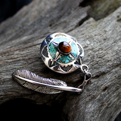 コンチョ ボタン/ネジ式/インディアンズニスタイル/天然ターコイズ