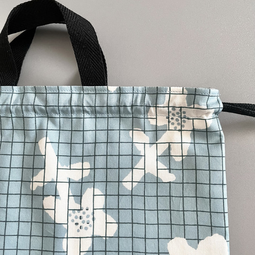 巾着袋 33×30/hana check:blue gray 体操服袋・お着替え袋 Bumblebeez