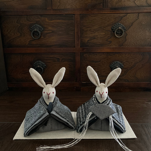 シックなお着物のうさぎ雛 (雛人形.お雛様.おひな様) ひな人形・雛飾り