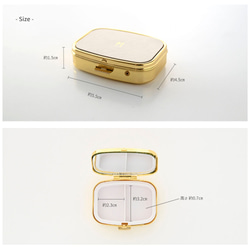 アクセサリーケース スクエア 【 サフィアーノレザー 箔 名入れ 】 本革 四角 ミラー付き ピルケース HR15U 10枚目の画像