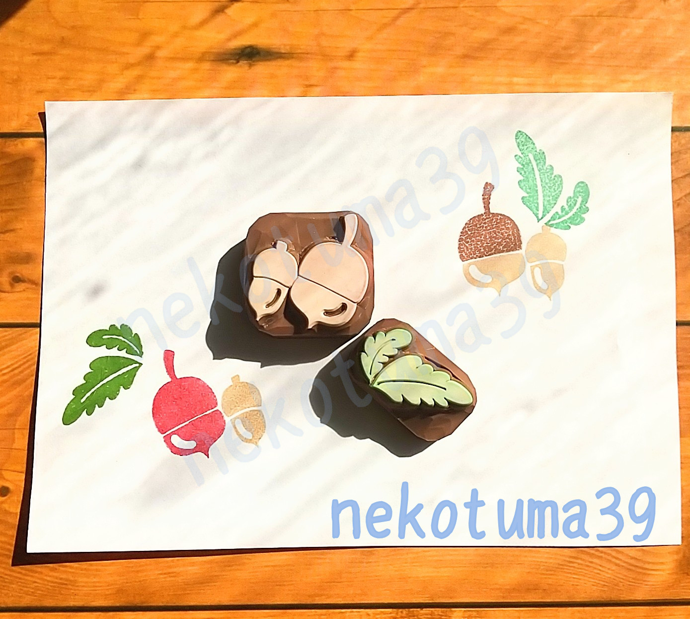 消しゴムはんこ No.299 ちびうさと秋の収穫 消しゴムはんこ No.299