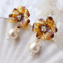 #862 再販 べっ甲 シルバー 3連 ハンドメイド ピアス イヤリング 862 再販 シルバー べっ甲 3連 チェーン ハンドメイピアス