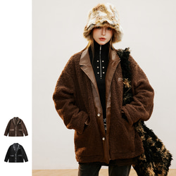 レディース*メンズ兼用冬のアメリカ式保温綿入れのゆったりとしたラム毛の綿入れコート　２カラー　2310-15 1枚目の画像