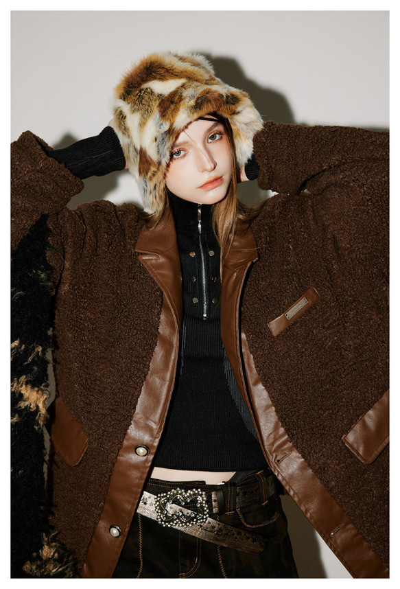 レディース*メンズ兼用冬のアメリカ式保温綿入れのゆったりとしたラム毛の綿入れコート　２カラー　2310-15 4枚目の画像