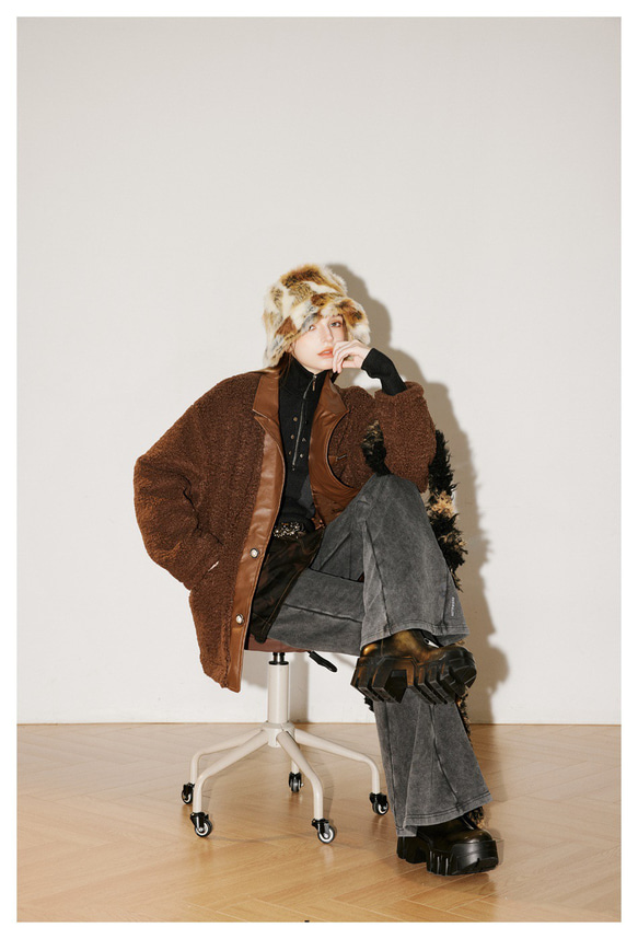 レディース*メンズ兼用冬のアメリカ式保温綿入れのゆったりとしたラム毛の綿入れコート　２カラー　2310-15 7枚目の画像