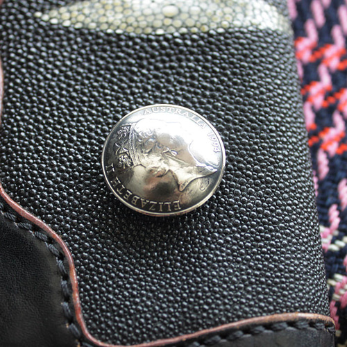 vintage コンチョボタン　クラフト　レザーベスト　40 ビンテージ ハンドクラフト コンチョボタン レザーベスト 茶