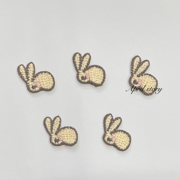 6枚セット/うさぎ・リボン・さくらんぼ2枚ずつ/刺繍ワッペン/アップリケ/縫い付け 5枚目の画像