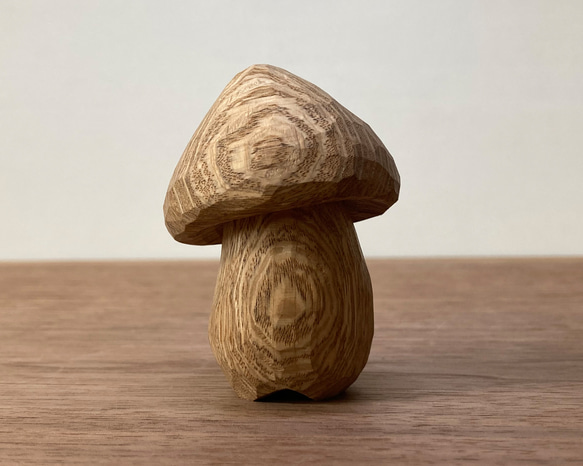 木彫り きのこ 置物 オブジェ（木材：白樫）（No.T1019） その他置物