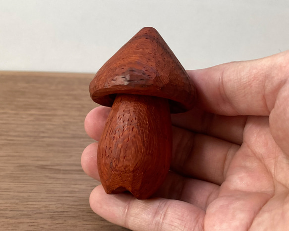 木彫り きのこ 置物 オブジェ（木材：パドウク）（No.T1020） 11枚目の画像