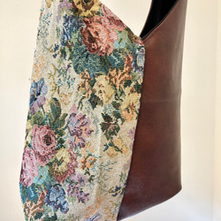 ゴブラン織×日本製フェイクレザー　ワンショルダートートバッグ  サブバッグにも　 6枚目の画像