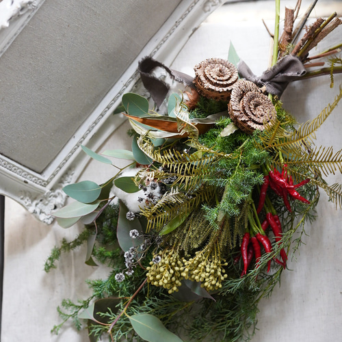 生花・大人クリスマス・スワッグ 50cm前後店舗ディスプレイ リース