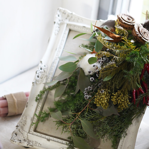 生花・大人クリスマス・スワッグ 50cm前後店舗ディスプレイ リース