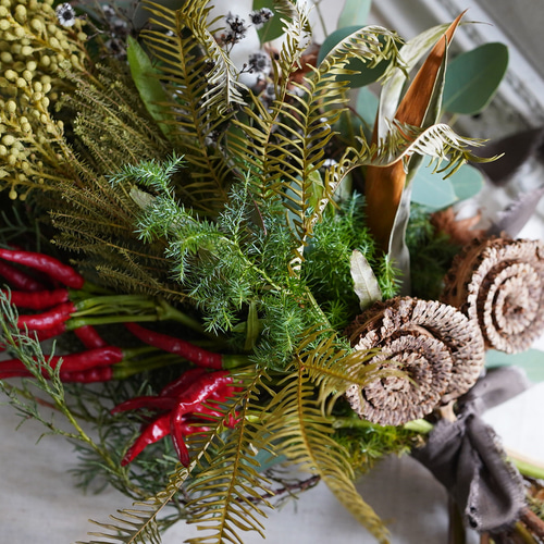 生花・大人クリスマス・スワッグ 50cm前後店舗ディスプレイ リース