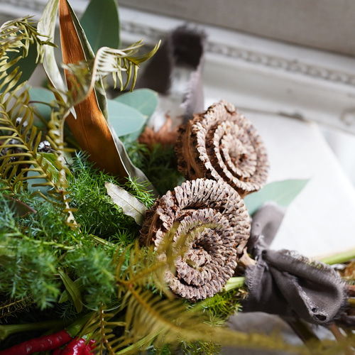 特大クリスマス生スワッグ/生花/特大スワッグ/ドライフラワー 生花・大人クリスマス・スワッグ 50cm前後店舗ディスプレイ リース