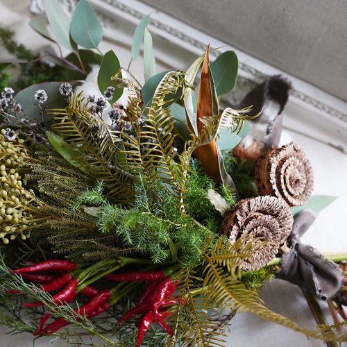 生花・大人クリスマス・スワッグ 50cm前後店舗ディスプレイ リース