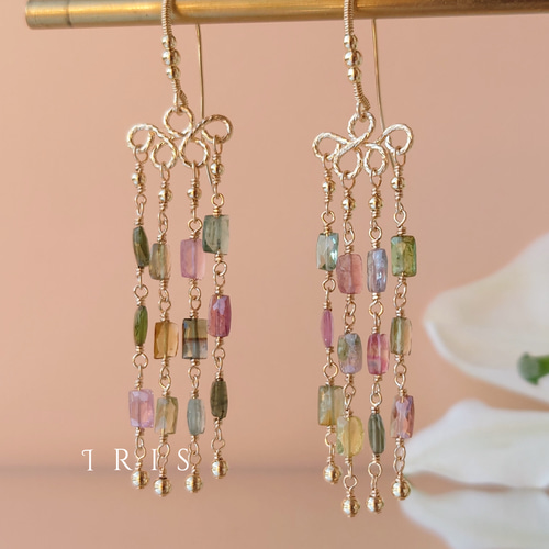 マルチカラートルマリンのシャンデリアピアス マルチカラートルマリンのシャンデリアピアス マルチカラートルマリン