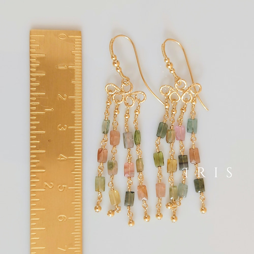 マルチカラートルマリン シャンデリアピアス ピアス（フック・チェーン