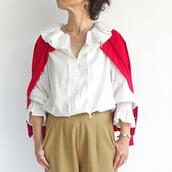 ダブルラッフルカラーブラウス（ブラウン） 10枚目の画像