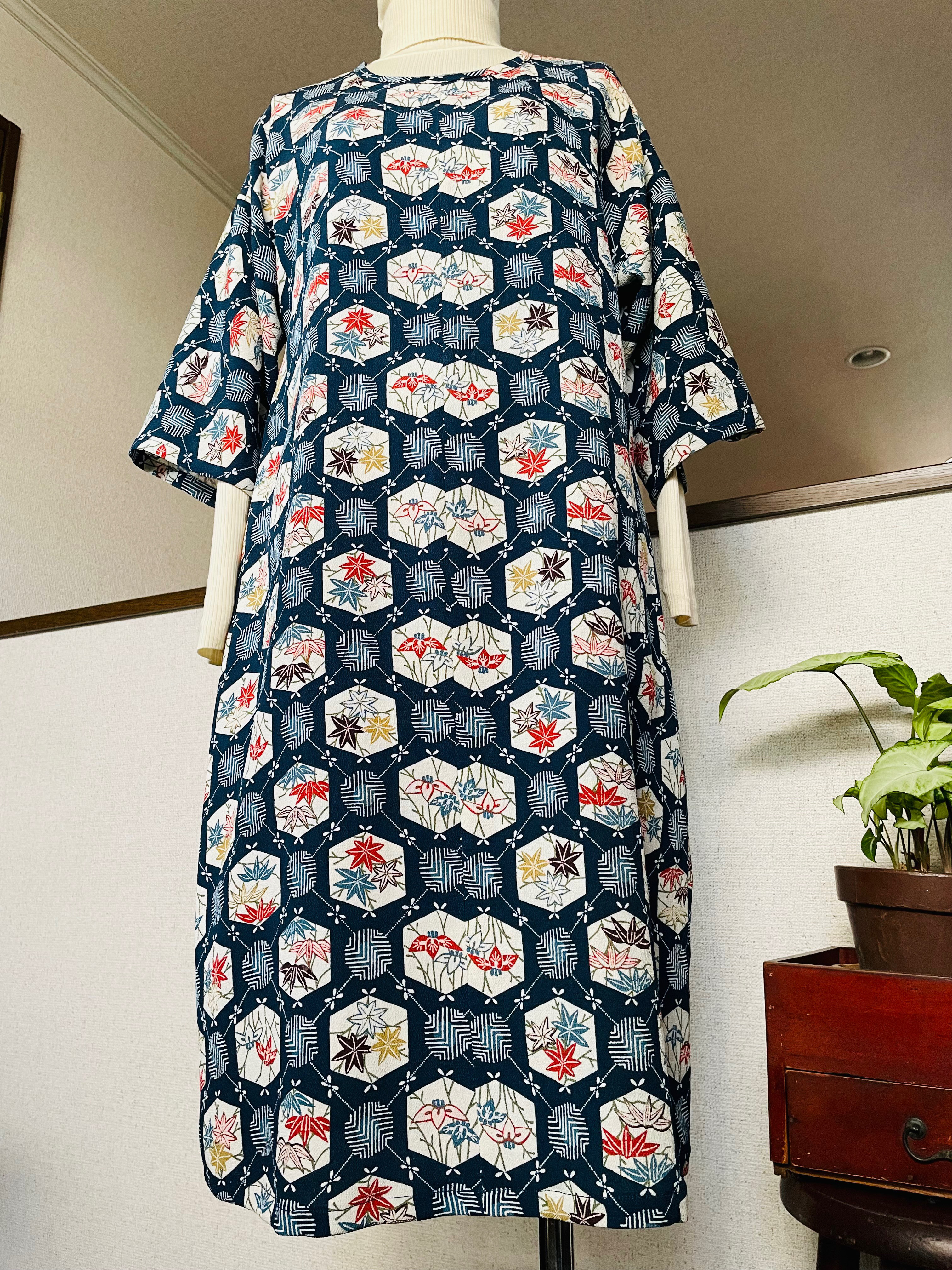 ブラウス 七分袖 正絹 着物リメイク ハンドメイド