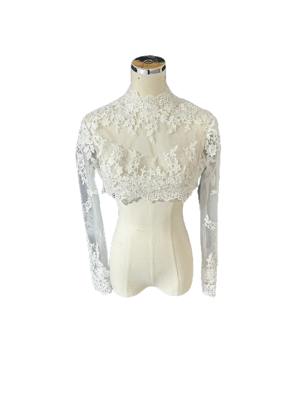 ウエディングドレス 長袖　 可憐な花刺繍のトップス ボレロ