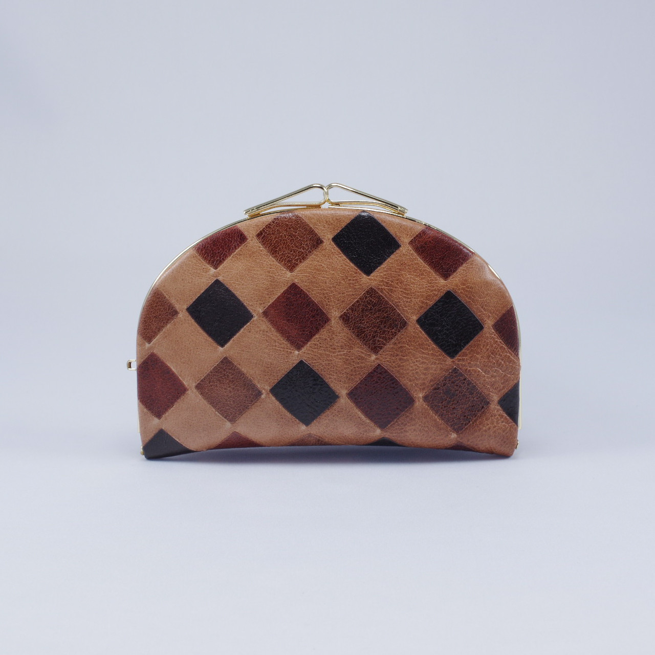 天溝ふくりん　がま口　市松型押し