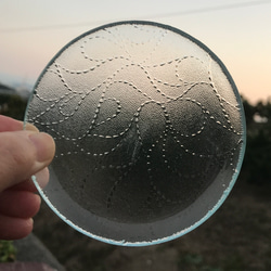 昭和型板ガラス食器　レトロガラス食器色々　マルチトレイ　丸皿 7枚目の画像