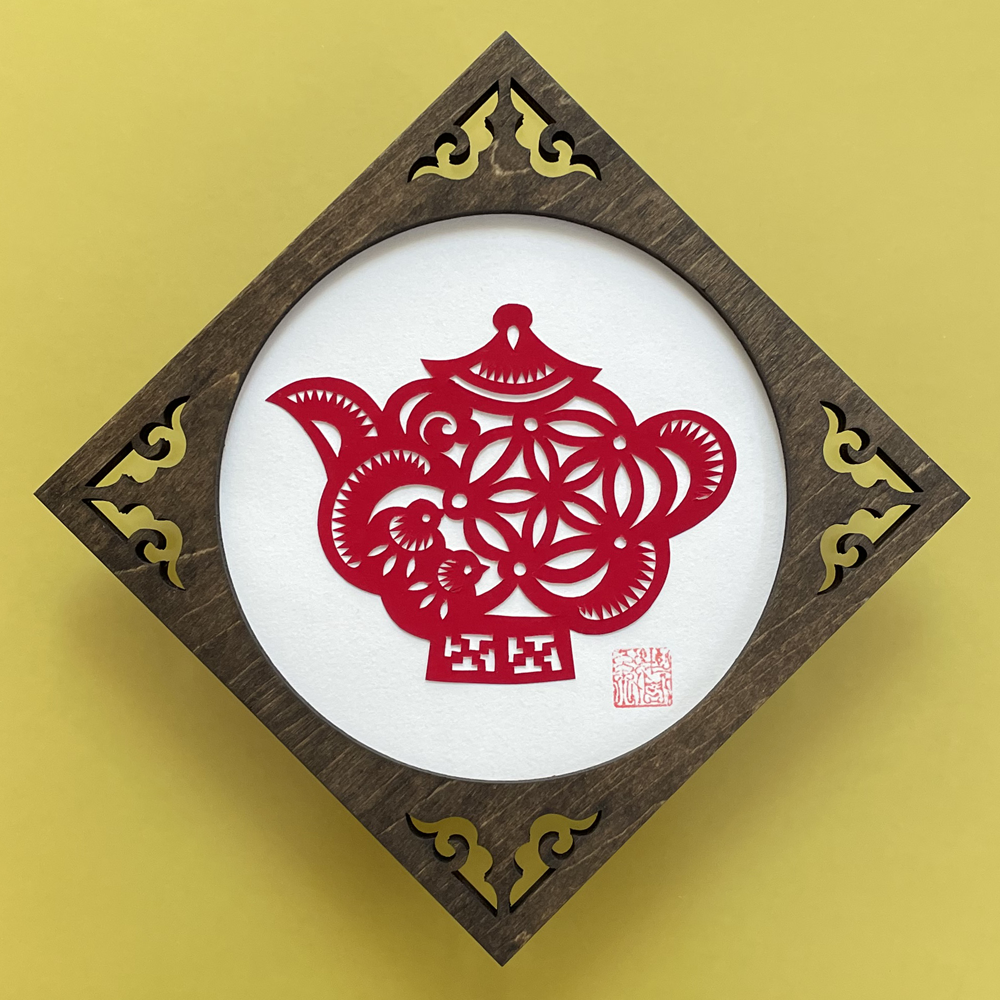 [訂做] 剪紙/茶具圖案② *木框另售