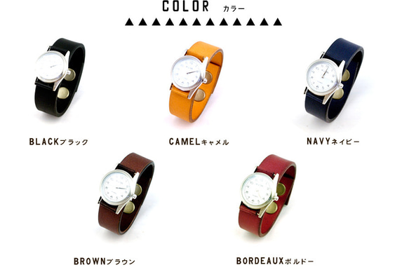 数量限定SALE！きれいなヌメ革のバングル腕時計「ブレス／レザーウォッチ」ユニセックス 5枚目の画像