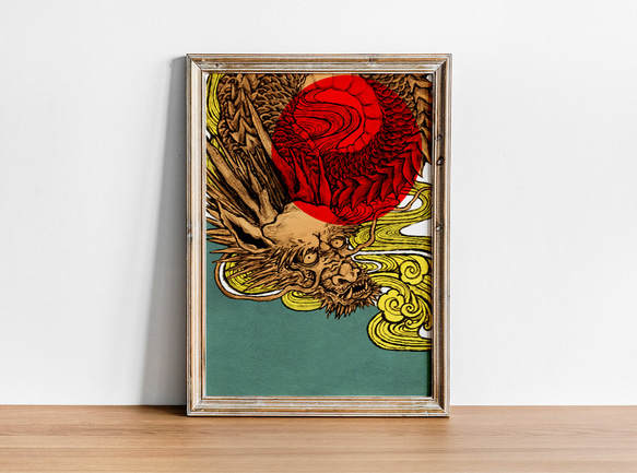 オリジナル雲龍図アートポスター◇2024年干支お正月新年◇和モダン和柄