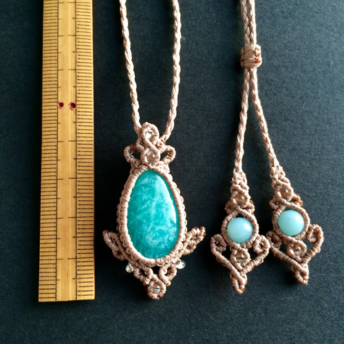 アマゾナイトのペンダント ネックレス マクラメ編み ネックレス