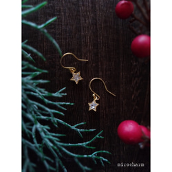 {14Kgf}*Simple Twin Star Earrings* きら星プチピアス 6枚目の画像