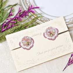 オーガンジー刺繍　お花のイヤリング 4枚目の画像
