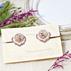 オーガンジー刺繍　お花のイヤリング 5枚目の画像