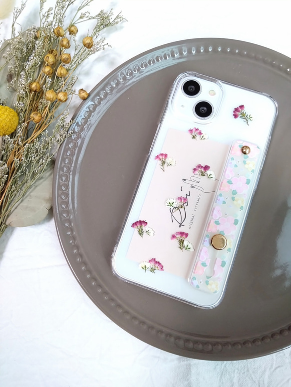 iPhoneケース　アンドロイドケース　花柄スマホベルト　お花のスマホカバー 3枚目の画像