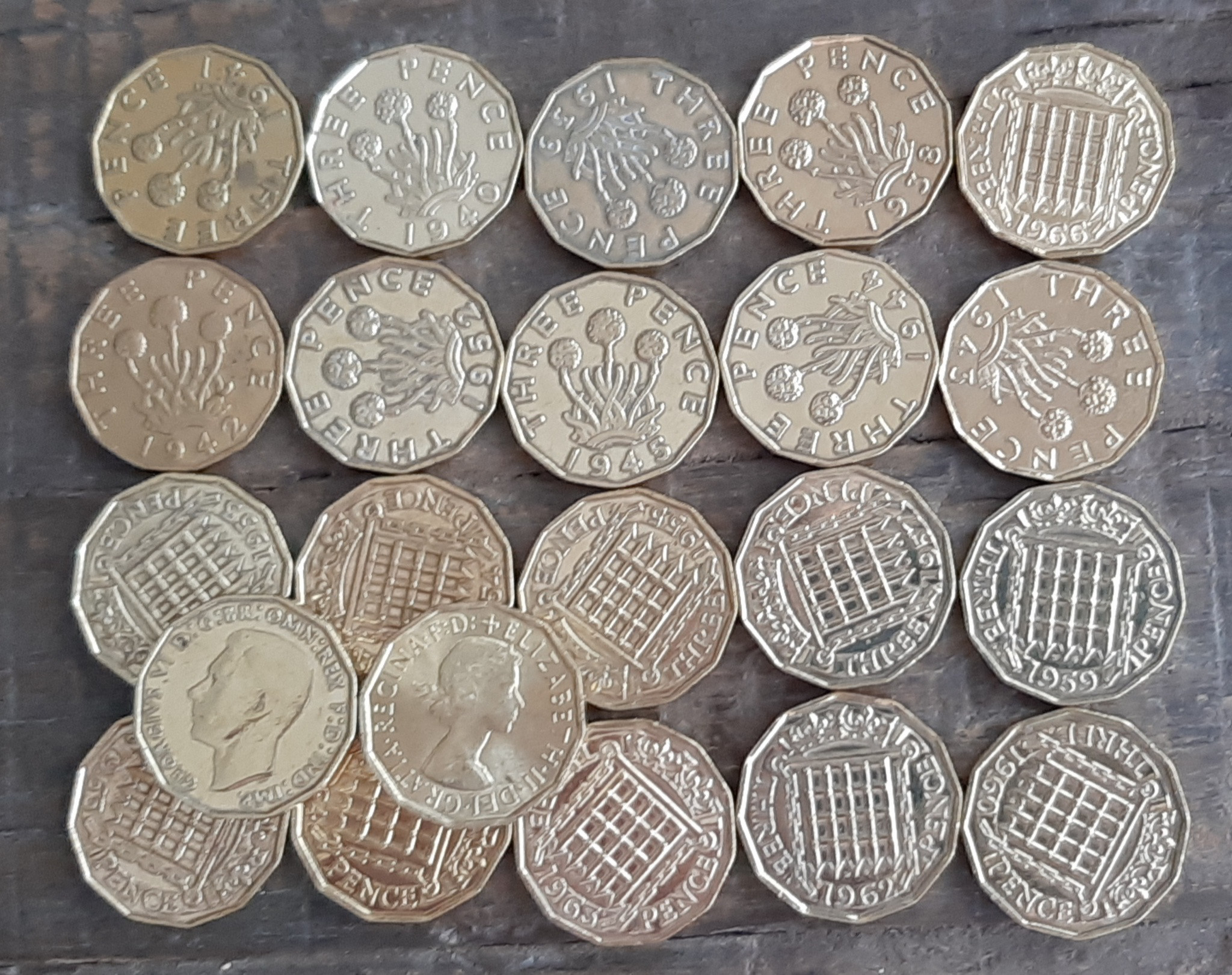 1937年~1952年 英国 3ペニーコイン 50個セット イギリス 3ペンス