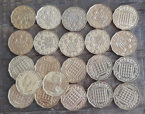 1937年~1967年 英国 3ペニーコイン 22個 イギリス 3ペンス ブラス美物