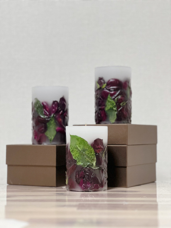 アフターブーケキャンドル　メモリアルブーケキャンドル　３点セット／paraffin wax 使用 また