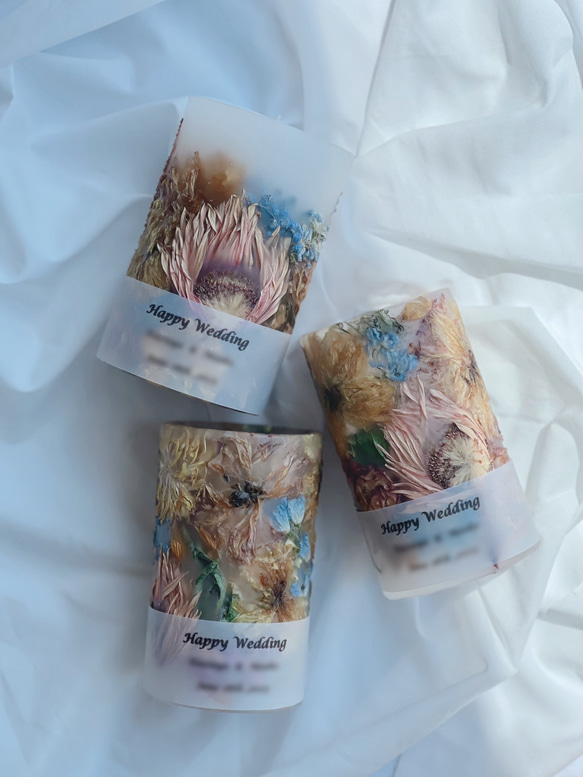 アフターブーケキャンドル　メモリアルブーケキャンドル　３点セット／paraffin wax 使用 また