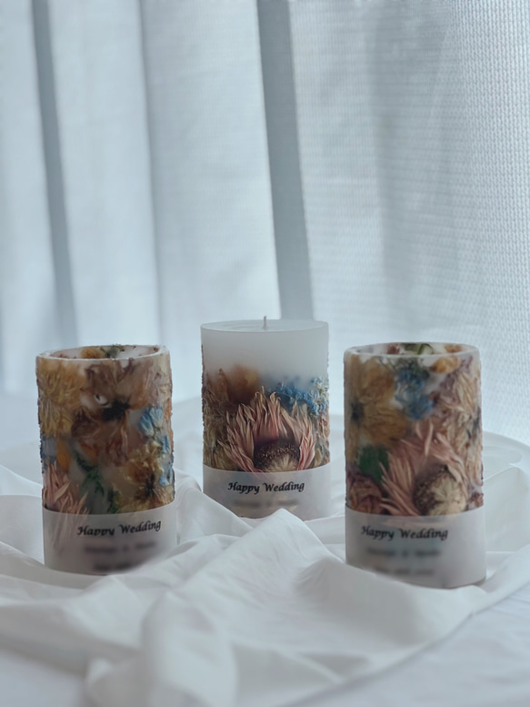 アフターブーケキャンドル　メモリアルブーケキャンドル　３点セット／paraffin wax 使用 また