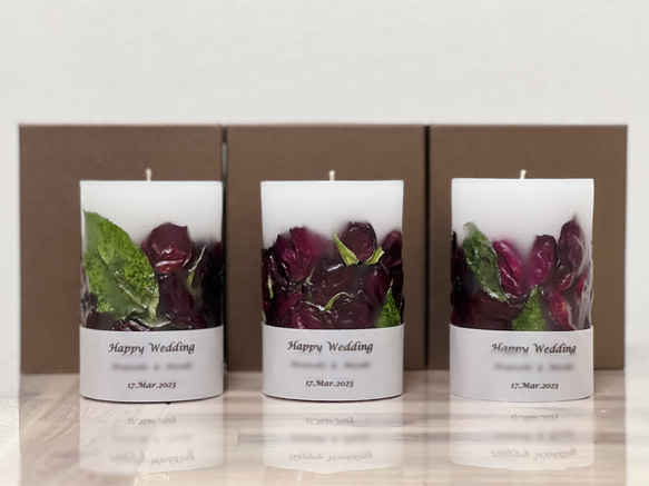 アフターブーケキャンドル　メモリアルブーケキャンドル　３点セット／paraffin wax 使用 また