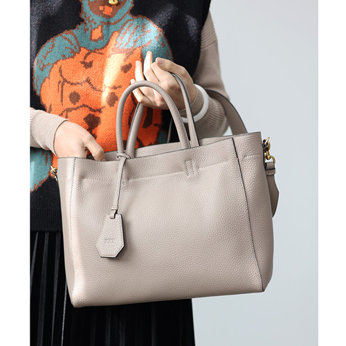 高級本革ショルダーバッグ 通勤用Tote #薄い灰です ショルダー